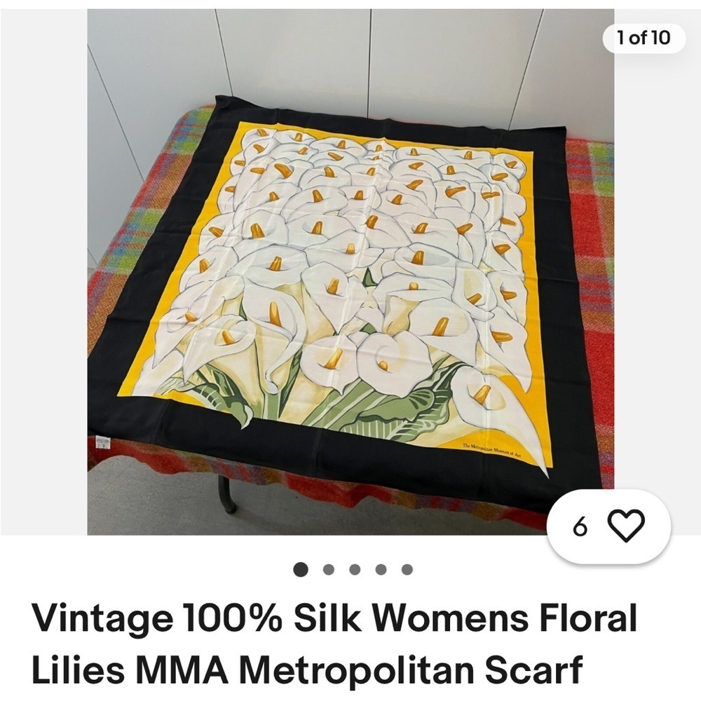 Vintage MMA Metropolitan 100% Silk Women’s, Floral Lilies, Excellent Condition - Picture 2 of 5
